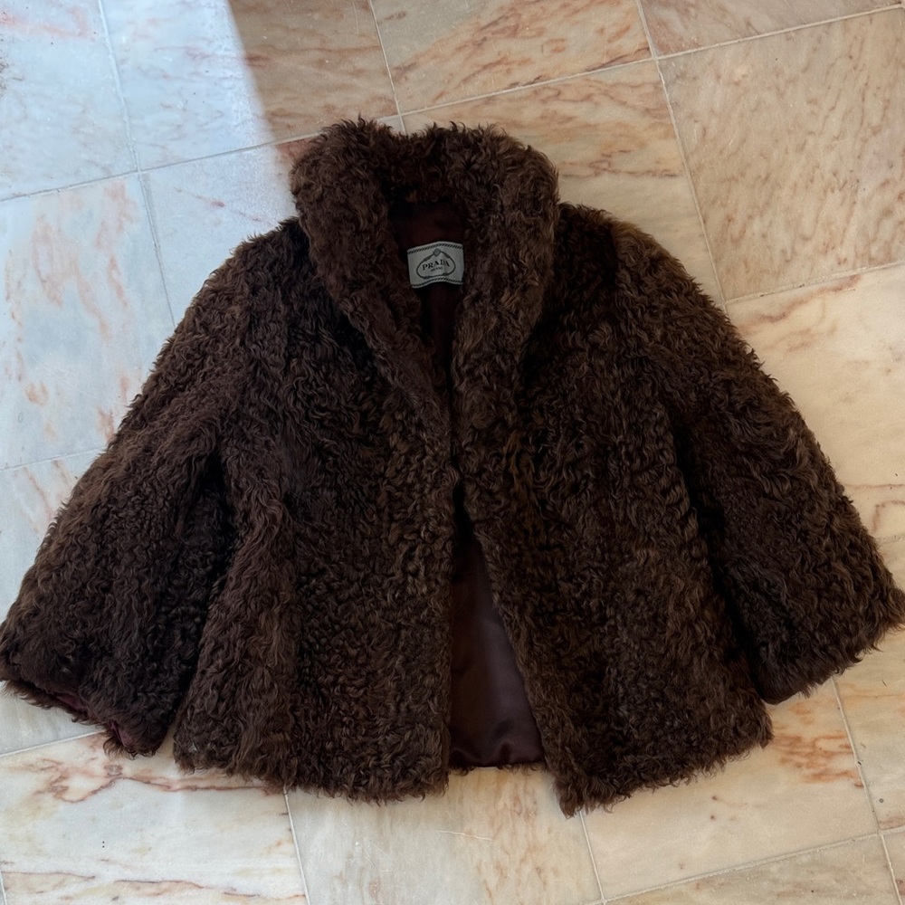 Vintage Prada Lambwool Fur Coat, size small